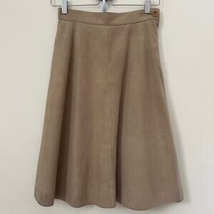 LOEWE Classic A Line Suede Tan Skirt Size 38 (XS / 0-2 US)